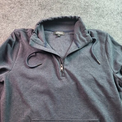Sudadera Pullover EXPRESS Para Hombres Cuarto Cremallera Gris Jaspeado Talla Mediana Foto 1 de 4