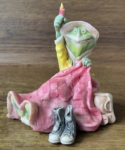 Vintage Tillie Frog Lighting The Dark Resin Sculpture Jessica De Stefano 1990 - Picture 1 of 8