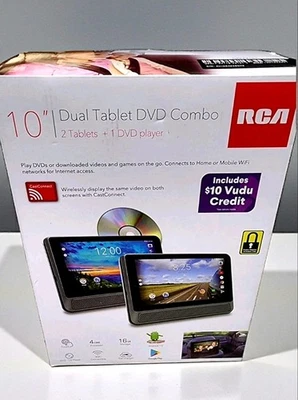 RCA 10" Dual Tablet DVD Combo 2 Tablets+1 DVD Player for Cars Brand New