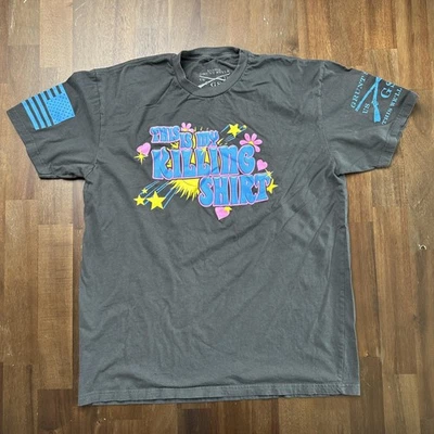 Camisa Estilo Grunt Para Hombres Grande Gris This Is My Killing Camisa Gráfica Bandera de Estados Unidos Foto 1 de 4