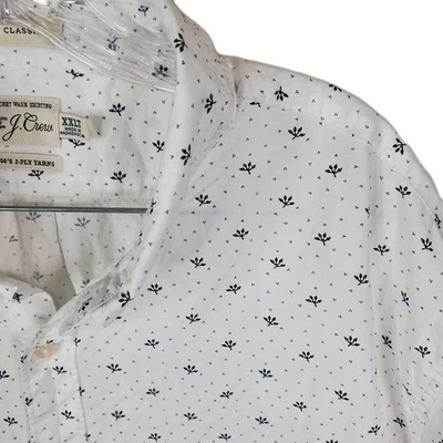 J Crew Secret Wash Shirt 2XL Tall XXLT White Floral Dot Long Sleeve Button Down - Image 1 of 4