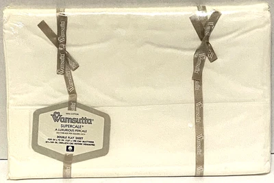 Vintage Wamsutta Supercale Double Flat Sheet White 100% Cotton  54 x 75  NOS - Image 1 of 3