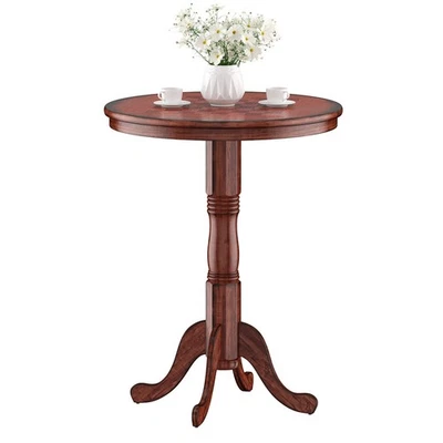 42" Pub Bar Round Table Chess Table Bistro Vintage W/Checker Top & Pedestal Base - Image 1 of 4