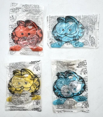 Vintage 1978 Garfield Bike Reflectors Cereal Premiums Set of 4 Sealed Cartoon - Image 1 of 4