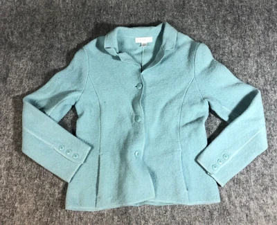 Chaqueta Petite Sophisticate Mujer Azul Medio 100% Lana Doble Bolsillo Bolsillos Foto 1 de 4