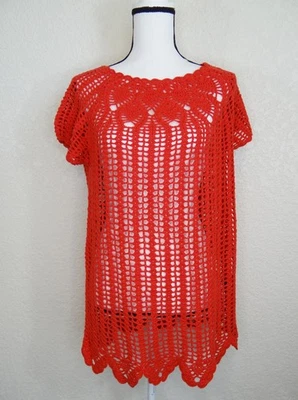 Top de ganchillo Vivienne Tam vintage: rojo coral talla L - Y2K Foto 1 de 4