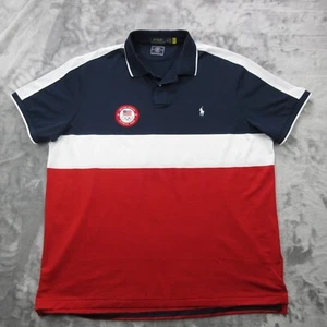 Polo Ralph Lauren Polo Shirt Men's 2XL Blue Red 2022 US Olympic Team Flag USA - Picture 1 of 19