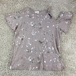 line up womens medium cold shoulder t-shirt distressed - Picture 1 of 6