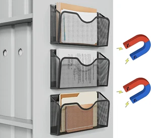 Magnetic File Holder 3 PCS File Paper Mail Organizer No Drilling Magazine Paper - Picture 1 of 1