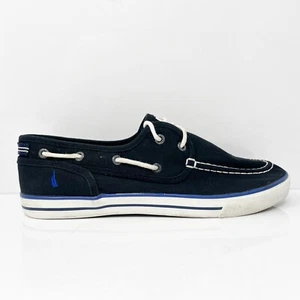 Nautica Boys Spinnaker Black Lace Up Round Toe Boat Shoes Size 6 - Picture 1 of 12