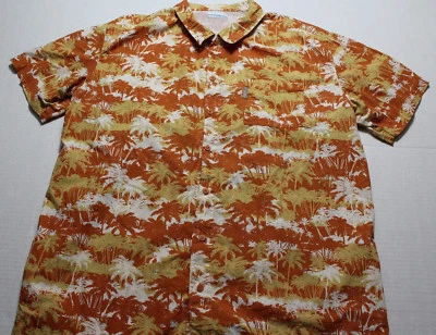 Columbia PFG Vented Orange Hawaiian Palm Tree Design Button Up Shirt Sz XL  - Image 1 of 4