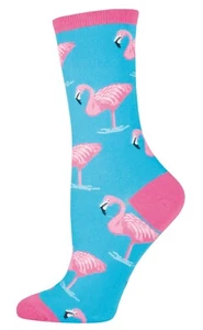 NEW Womens Fun Novelty Socks Pink Flamingo Sky Blue - Sock Size 9-11 - Picture 1 of 1
