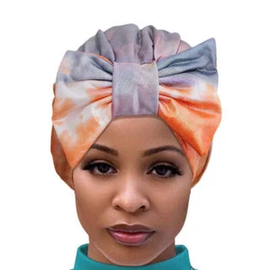 Orange Tie Dye Bow Turban - Picture 1 of 4