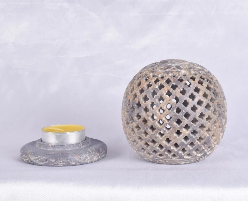 Candelabro vintage Tealight hecho a mano vela de piedra decoración del hogar hecho en la India Foto 1 de 4