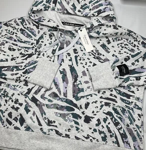 Calvin Klein Performance Hoodie Sweatshirt Pullover Crop Gray Camo Women XL NWT - Picture 1 of 7