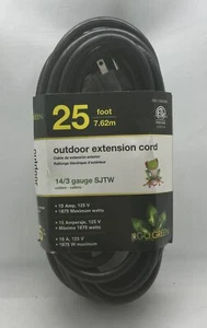 GoGreen Power GG-13825BK - 14/3 25 ft' SJTW Outdoor Extension Cord - Black - Picture 1 of 4