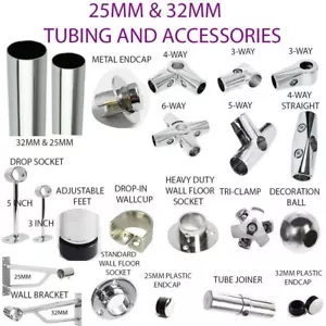 HeavyDuty 25mm OR 32mm Dia-Meter Hanging Rail Tubing System And Accessories - Picture 1 of 84