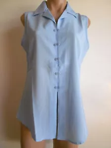 Size M Light Blue Crinkle Sleveless Blouse Shirt Tunic Top NWOT Fit Approx Sz 12 - Picture 1 of 4