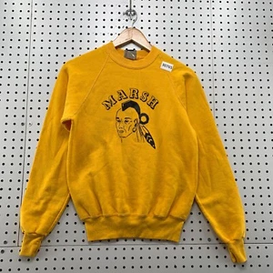 Vintage 90s Indian Head Marsh Crewneck Sweatshirt Youth Large Yellow USA 18x23 - Picture 1 of 15