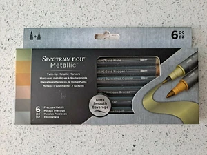 Spectrum Noir Dual Tipped Metallic Markers, 6 pen pack, Crafter's Companion - Picture 1 of 2