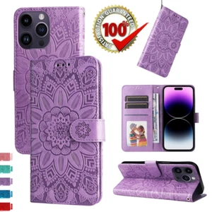 Pour iPhone 15 14 13 12 11 Pro XS Max SE Housse Coque Étui portefeuille en cuir - Photo 1 sur 18