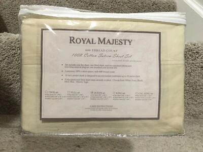 Nuevo Juego de Sábanas Queen Satén 100% Algodón Royal Majesty 600 TC 4 piezas Marfil Nuevo en Paquete (K) Foto 1 de 2