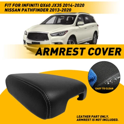 Se adapta a Infiniti QX60 2014-2020 Microfibra Cuero Consola Tapa Apoyabrazos Cubierta Negro Foto 1 de 4