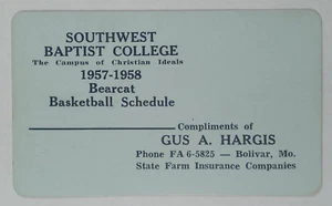 Bolivar Missouri Southwest Baptist College Bearcat Vtg Basketball Schedule 1957 - Picture 1 of 2
