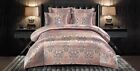 4Pcs Damask Jacquard Duvet Quilt Cover Bedding Set With Fitted Sheet Double King