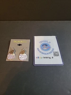 Pendientes colgantes dobles disco martillado tono plata Style & Co Foto 1 de 4