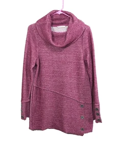 Soft Surroundings MEDIUM Terry Pullover Tunic Top Cowl Neck Pink Lagonlook Boho - Picture 1 of 17