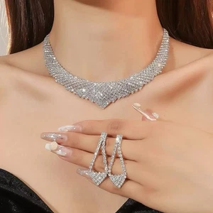 Swarovski Crystal Bride Wedding Bracelet Necklace and Earring Set - Picture 1 of 4