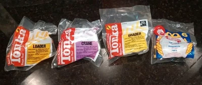 McDonalds 1990s Happy Meal Toys Tonka Trucks Lot of4 NIP Loadr, Crane, Gradr Tow - Image 1 of 4