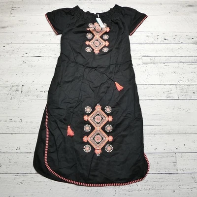 Seafolly Dress Womens XL Black Embroidered Linen Cotton Tassel Boho Maxi NWT - Image 1 of 4