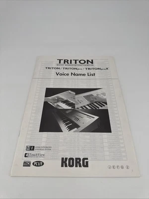 Original Korg Triton Triton pro Triton proX Voice Name List Book Manual - Image 1 of 4