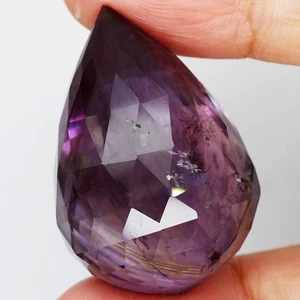 Jumbo! 91.38ct 32.5mm Briolette Natural Sin Calentar Uruguayo Puesta de Sol Púrpura Amatista - Imagen 1 de 4