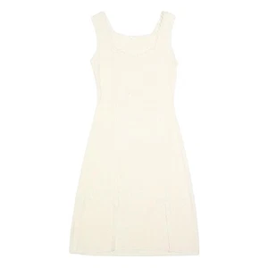 Girls Cream Sleeveless Day Polyester Blend Plain Square Neck L - Picture 1 of 6