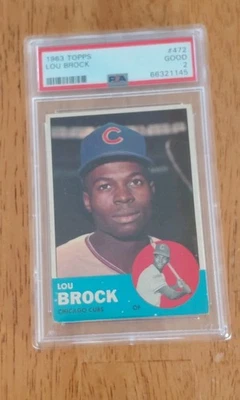 1963 Topps Lou Brock #472 Chicago Cubs Nice PSA 2 Centered  - Image 1 of 4