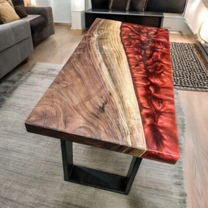 Custom Live Edge Epoxy Resin Table Premium Handmade Dining Table For Hallway Dec - Picture 1 of 9