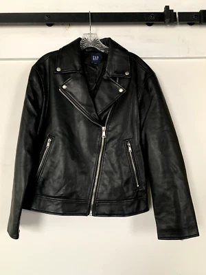 Chaqueta de moto de cuero vegano GAP para mujer mediana negra Foto 1 de 3