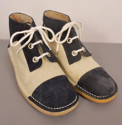 Men's VTG 70s 2 Tone Blue & Beige Canvas Johnny Carson Shoes Sz 9.5 W 70s Disco - Image 1 of 4
