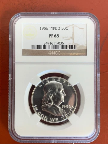 1956 Type 2 Silver Proof Franklin Half Dollar NGC PF68 Cover