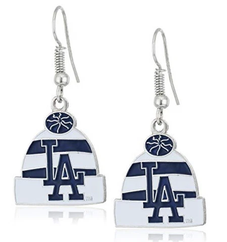 MLB Los Angeles Dodgers Knit Hat Dangler Earrings Cover