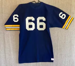 VTG FAB KNIT Sz XL Navy Blue Jersey #66 1950's 1960's Football MADE IN TEXAS - Picture 1 of 7