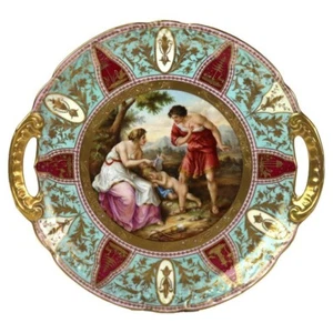 Antico caricatore doppio manico porcellana Royal Vienna Cupido & Cephisa C1890 - Foto 1 di 9