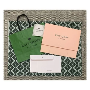 NEW KATE SPADE 1 Gift Box +Bag/ 2 Tissues/1 Sticker /1 KS Blank Card & Envelope - Picture 1 of 6