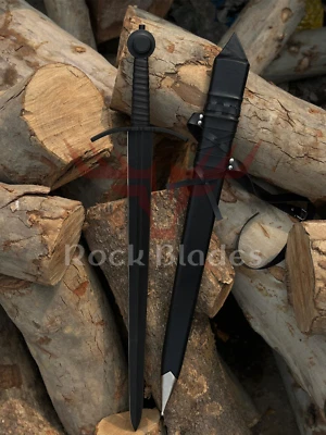 Espada Cruzada Medieval Acre Forjada a Mano Recubierta Negra con Vaina Foto 1 de 4