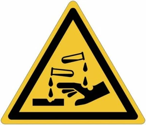 Carteles Pictograma Casco Adhesivos Peligro Iso 7010 "Químicos Corrosive" - W023 - Imagen 1 de 1