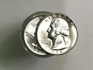 1959 Washington Silver Quarter Brilliant Uncirculated Roll of 40 Coins E0656 - Picture 1 of 4