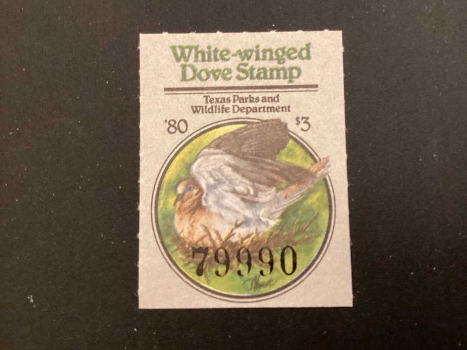 ICOLLECTZONE US Texas 1980 White Winged Dove Hunting VF NH birds - Image 1 of 1